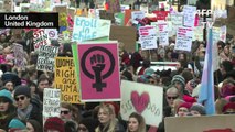 Londoners and Parisians march against Trump