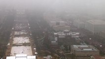 Bird's-eye view shows huge crowds marching towards White House