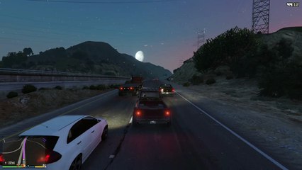 Grand Theft Auto V Truck Jumps in the air From the road