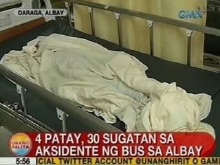 UB: 4 patay, 30 sugatan sa aksidente ng bus sa Daraga, Albay