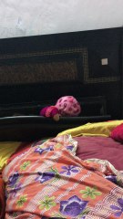 sweet girl playing with father