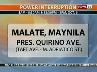 BT: Power interruption schedule