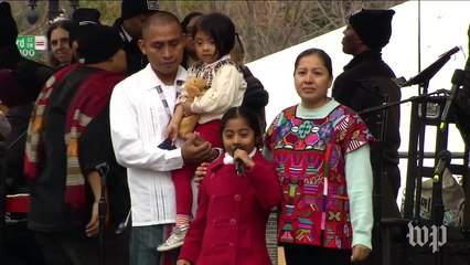 Girl who delivered letter to Pope Francis speaks at march