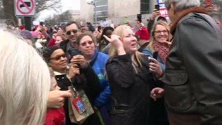 Kerry warmly welcomed during stroll through Women's March
