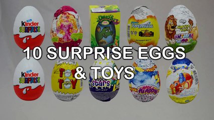 10 Surprise Eggs Opening !! Kinder Surprise, Dino, Barbella, Formula, Animal World, Toy Toy & More