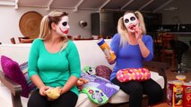 Joker Girl vs Joker Girl PRINGLES CHALLENGE! w/ Spiderman vs Frozen Elsa Real Life Superheroes Funny