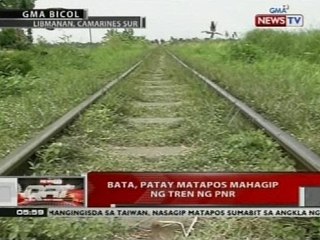 Bata, patay matapos mahagip ng tren ng PNR