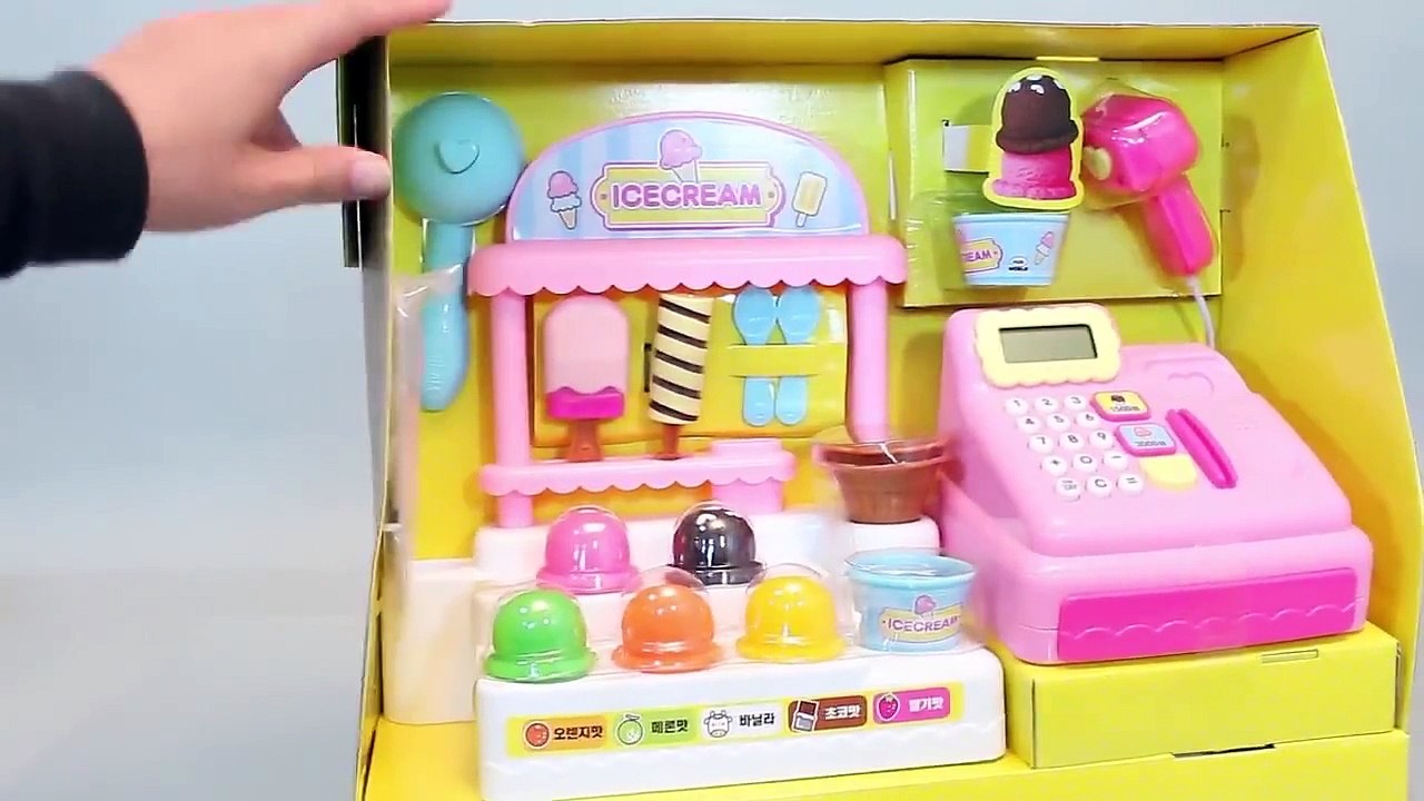 Cash Register Ice Cream Shop Market Pororo Play Doh Toy Surprise Eggs Toys YouTube