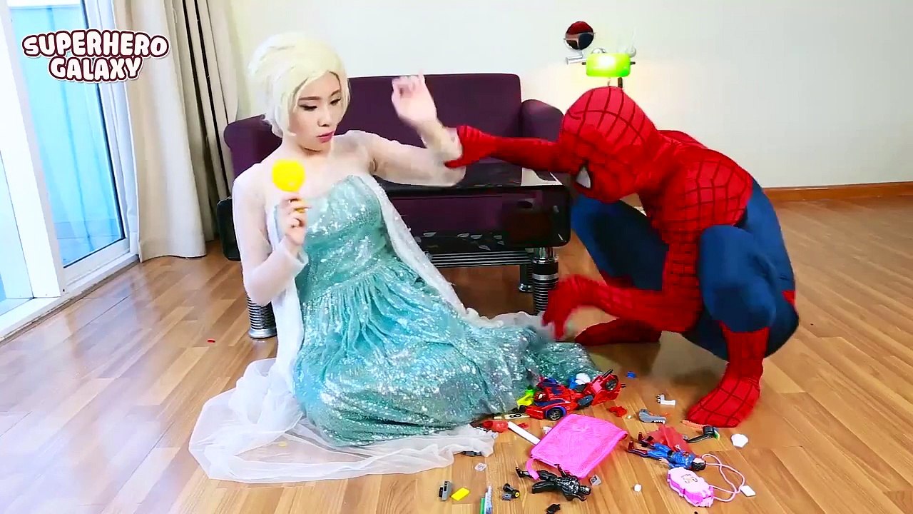Spiderman Frozen Elsa Draw on Snow White Joker Prank Hulk Batman Superman Fun Superhero in real life