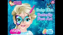 Frozen Elsa. Butterfly Face painting Art. Baby Elsa Disney games for girls HD