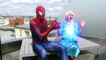 FROZEN ELSA FLIES w/ Spiderman & Pink Spidergirl Mermaid, Doctor & Joker Prank! Funny Superhero