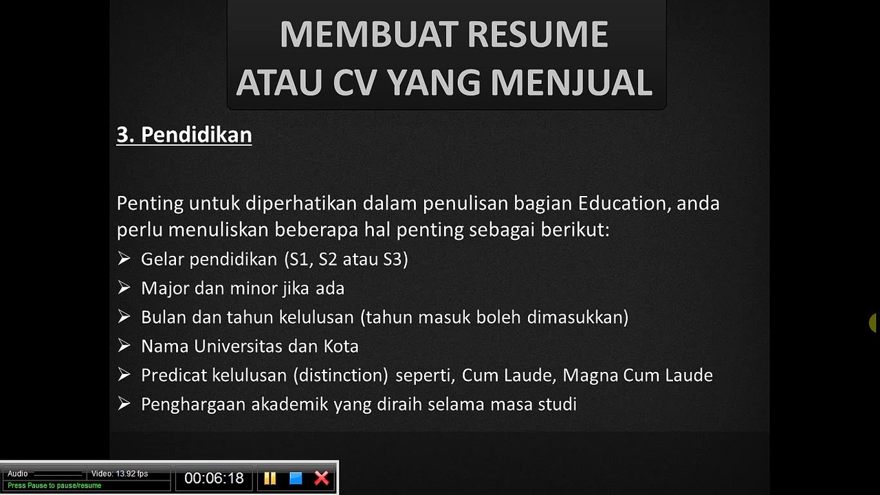 4. Membuat curiculum vitae