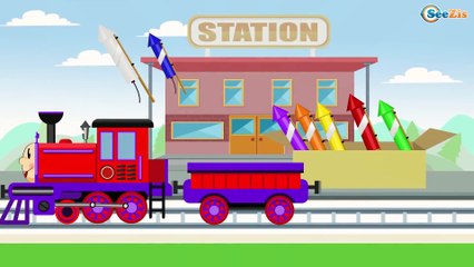 The Train Vs Trucks - Trains For Children - Learn Numbers & Colors - Kids Cartoon