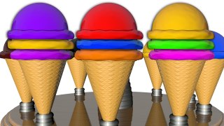 Learning Colors with 3D Cone Ice Cream for Kids and Children