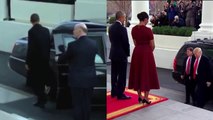 sự khác biệt trong cách xuống xe tại lễ nhậm chức của Obama và ông Trump