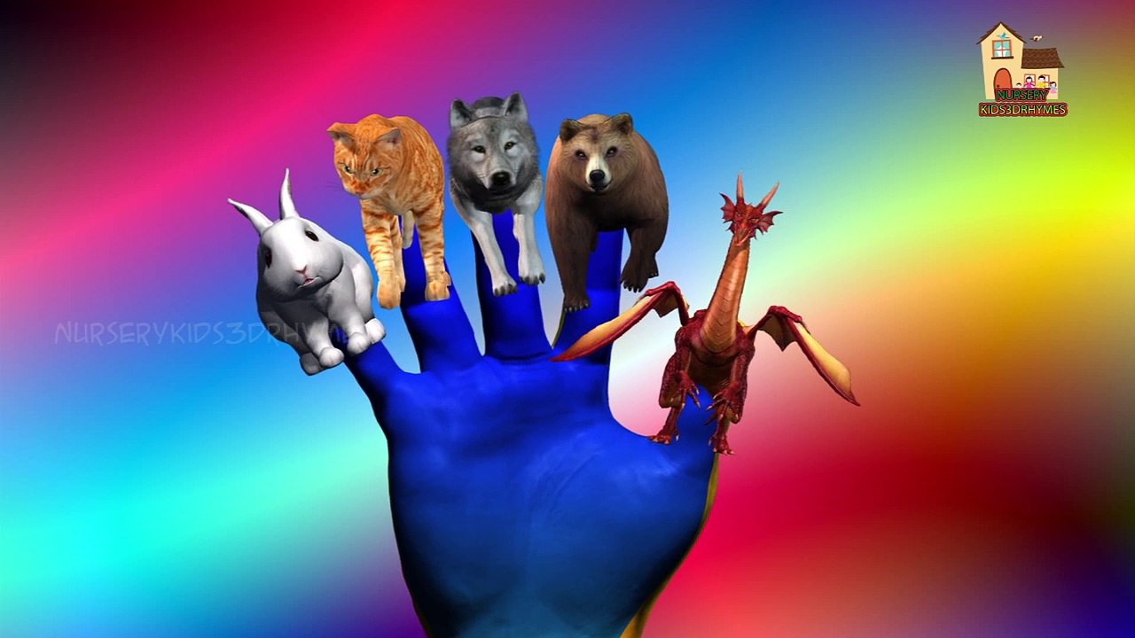 The Finger Family Song with 3d Animals like Dragon, Bear, Fox, Cat and Rabbit