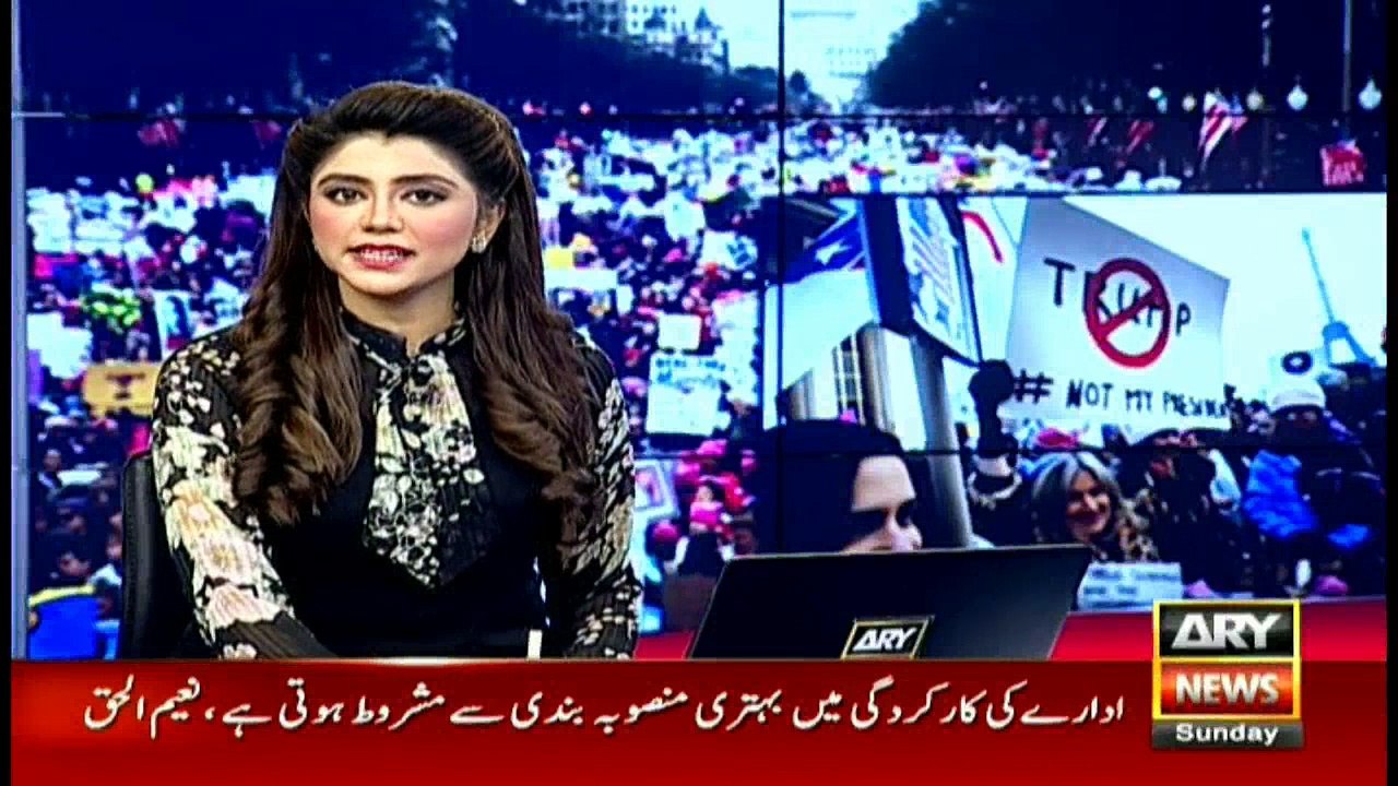 Millions protest against Trump at women's marches