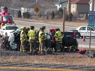 HEAVY EXTRICATION AND MEDEVAC, CHEVY AVALANCHE VS SEMI (MATTESON ILLINOIS)