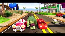 HULK CARS SMASH PARTY! Custom Green Lightning McQueen CARS! Finger Family Songs Nursery Rhymes 2