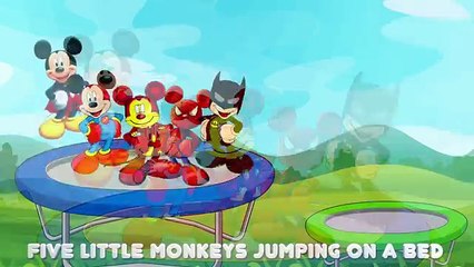 Ironman Mickey Mouse and Heroes Friends Jumping on the Bed