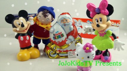 Opening Kinder Surprise Egg Mickey Mouse Minnie Christmas - Hello Kitty and Noddy JoJoKids TV™
