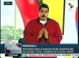 Pdte. de Venezuela aspira a tener buenas relaciones con EE.UU.
