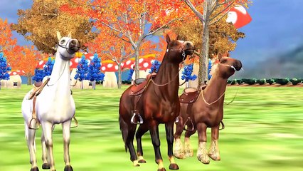 Horse Rhymes For Children | 3D Color Songs For Kids | Horse Racing Video | Animal Rhymes For Kids