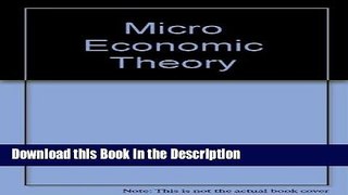 Download [PDF] Micro Economic Theory Full Ebook