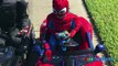 SUPERHEROES BATTLE POWER WHEELS RACE Ride On Car for kids Batman vs Spiderman Egg Surprise Toys