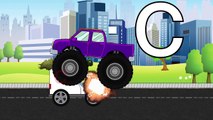 Monster Trucks Teaching Children Lowercase Letters and Crushing Cars