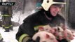 Safe & squealing - Russian firefighters save 150 piglets from burning barn-tG5sxpQr7XU