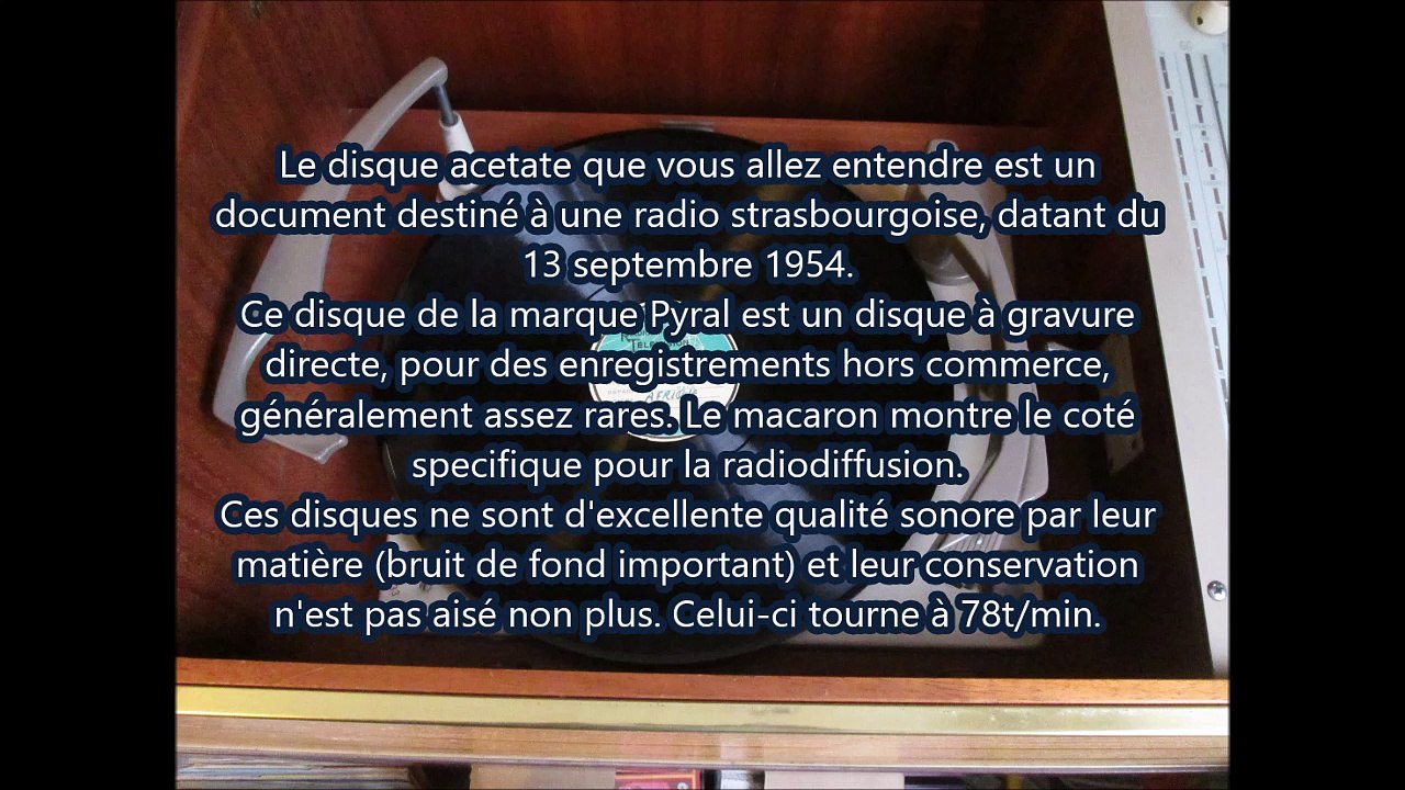 Disque acetate Création strasbourgeoise de l'UNEF Entretien radio avec André Lacornerie 1954