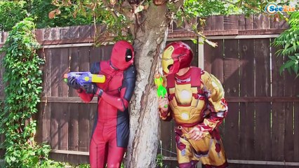 Spiderman Ghost Prank w/ Frozen Elsa Anna Deadpool and Ironman Superhero Fun. Ep. 103