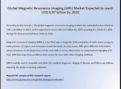 Global Magnetic Resonance Imaging (MRI) Market Expected to reach USD 6.97 billion by 2020