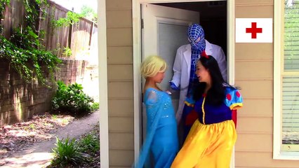 Frozen Elsa & Snow white lose their arms working out! Funny superhero video in real life