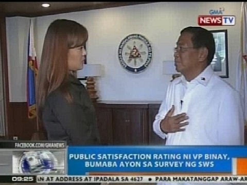 NTG: Public satisfaction rating ni VP Binay, bumaba ayon sa survey ng SWS