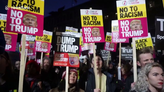 Anti Trump protest outside US Embassy in London
