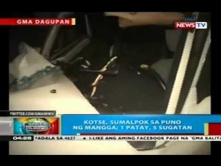 BP: Kotse, sumalpok sa puno ng mangga sa Binalonan, Pangasinan; 1 patay, 5 sugatan
