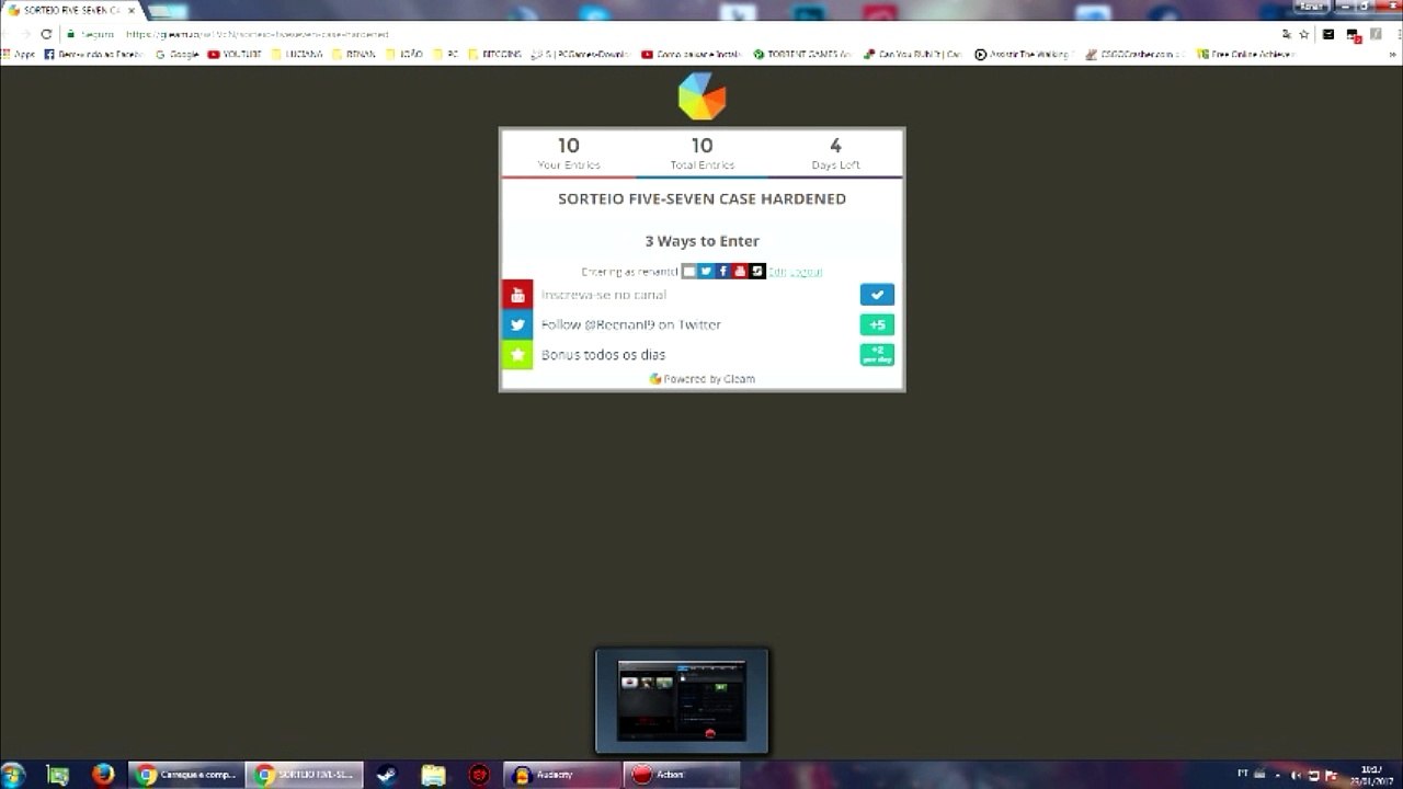 ❏ Sorteio Five-Seven Case Hardened - CSGO