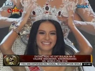 24 Oras: Dating host ng Eat Bulaga na si Valerie Weigmann, kinoronahang Ms. World-Phl 2014
