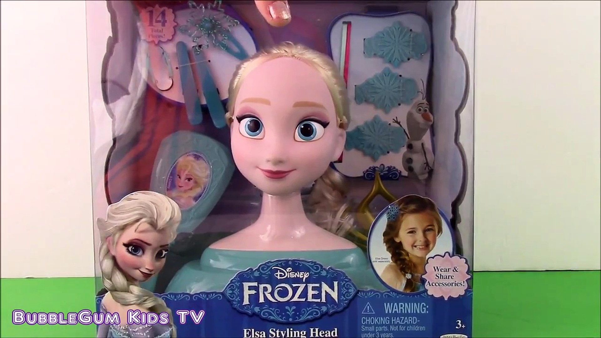 FUN Learning for KIDS TODDLERS how to brush and style Hair with Frozens Elsa Styling Head Doll!