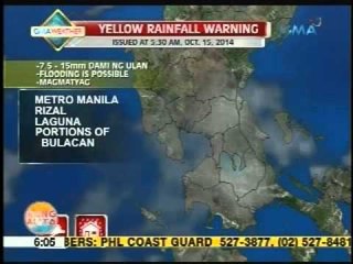 UB: Yellow rainfall warning, nakataas sa NCR, Rizal, Laguna, portions of Bulacan