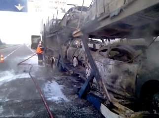 Poids lourd en feu dans la Meuse