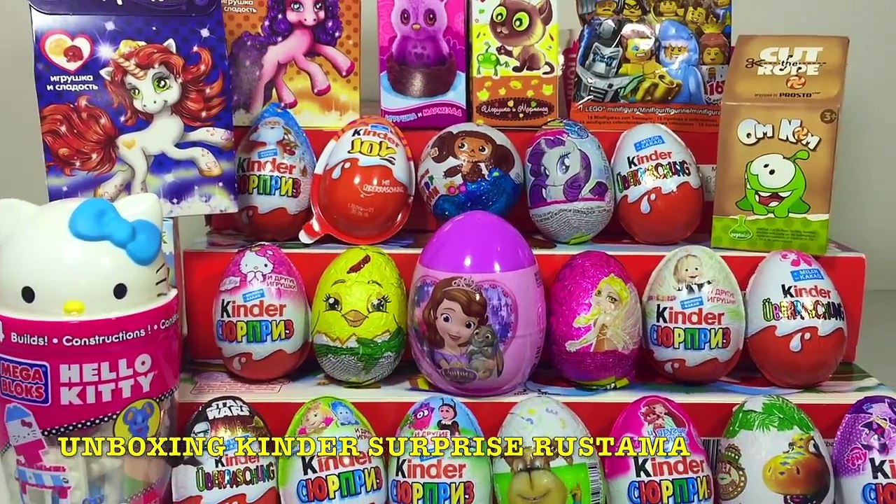 25 Киндер Сюрпризов,Unboxing Kinder Surprise Hello Kitty,Фиксики,Барбоскины,Cut the Rope