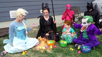 Spiderman Frozen Elsa & Pregnant Pink Spidergirl VS Maleficent vs Doctor Joker Venom Batman