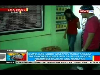 DSWD, nag-sorry matapos makatanggap ng expired na relief goods ang evacuees sa Albay