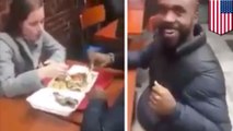 Pria rasis melecehkan pasangan berbeda ras di restoran - Tomonews
