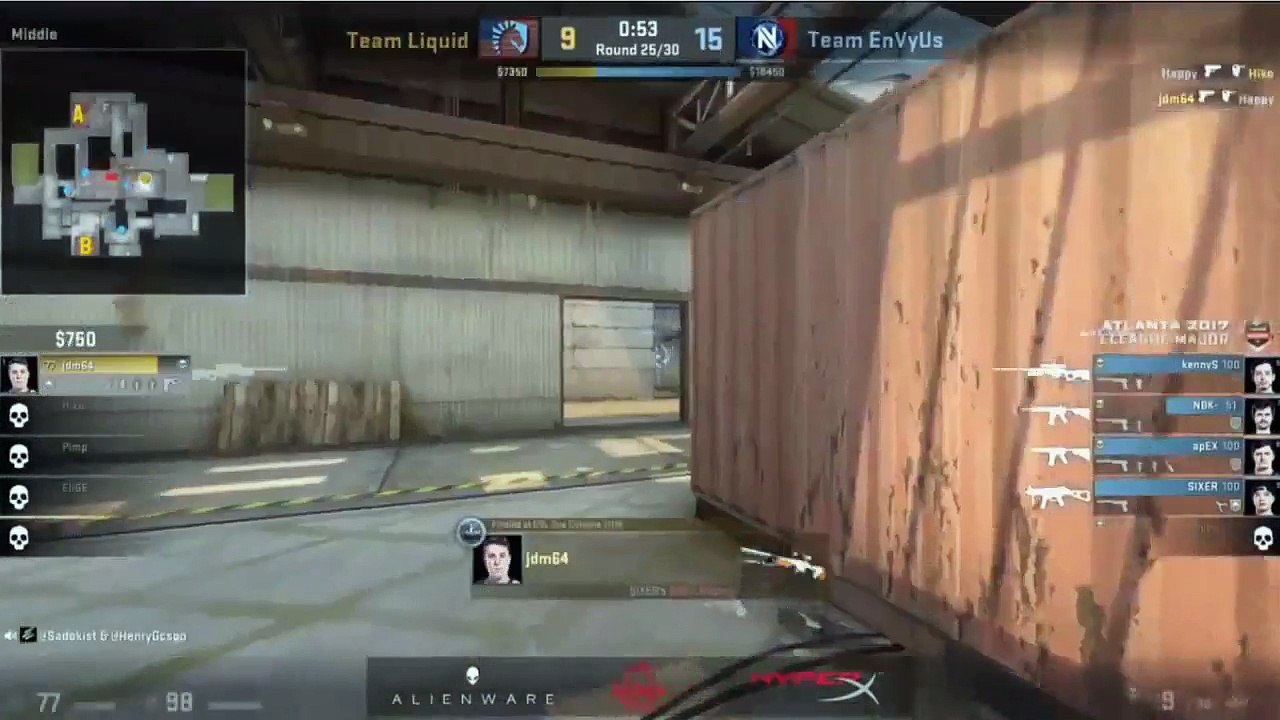 JDM64 ACE and CLUTCH - TeamLiquid vs Envyus (CSGO ELEAGUE ATLANTA 2017)