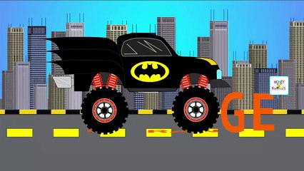 Batman Monster Truck Colors Songs For Children Learning Colors With Funny Monster Trucks Stunts