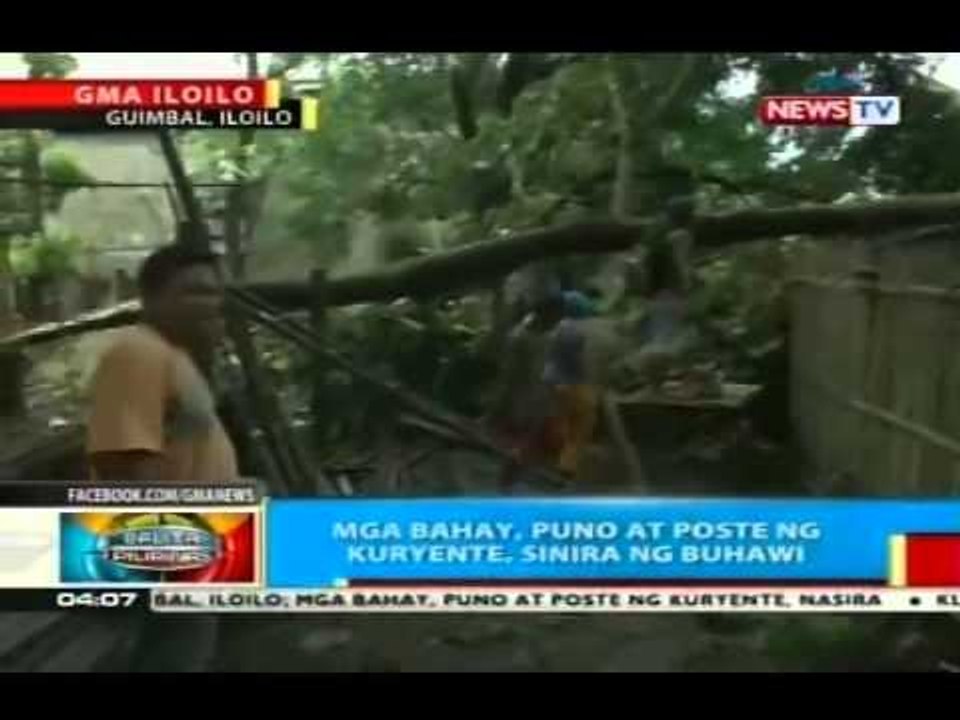 Mga bahay, puno at poste ng kuryente sa Guimbal, Iloilo, sinira ng buhawi